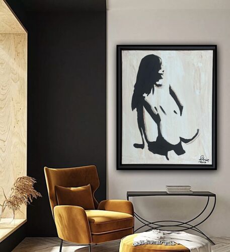 Framed Original Contemporary Abstract Oil Painting On Canvas 48x38cm Nude Oka