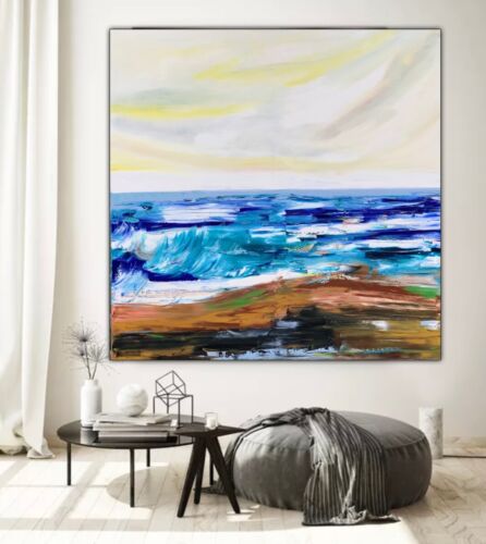 Ayvazovsky Style Original Abstract Oil Painting On Canvas 100x100cm City Coast seaside