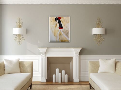 L S Lowry StyLe Abstract Oil Painting On Canvas 50 X 40cm Figurative Mini Skirt