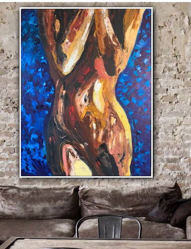 Large Abstract Original Oil Painting On 100x77cm canvas Sculpture Nude Unframed