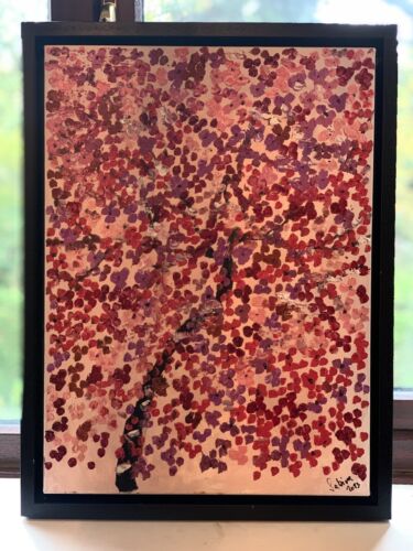 Framed Richter Style Oil Painting On deep Canvas size 56x43cm Cherry Blossom