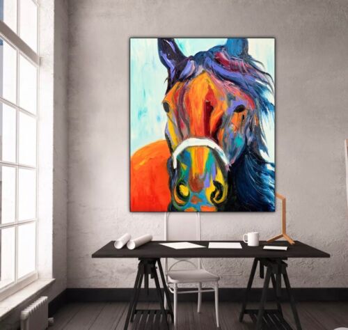 Richter StyLe Abstract Original Oil Painting On Canvas 50x60cm Dante Flame Horse