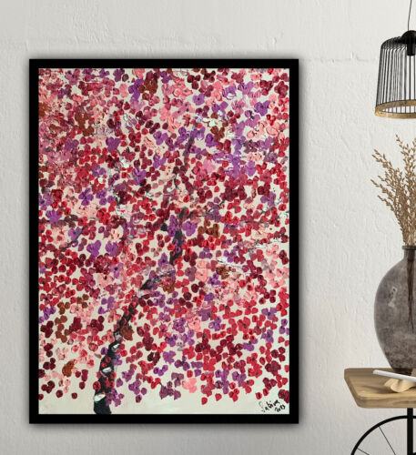 Framed Richter Style Oil Painting On deep Canvas size 56x43cm Cherry Blossom