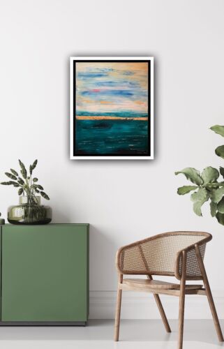 Framed Richter Style Oil Painting On deep Canvas 50x60cm Gold leaf ‘Seascape’