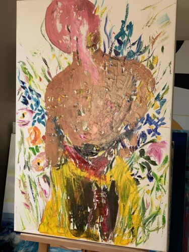 Renoir Style Original Abstract Oil Painting on canvas 90X60cm Woman in a meadow