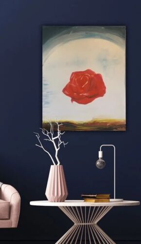 Salvador Dali Surrealist Large Oil Painting On Canvas 50X40cm Meditative Rose study
