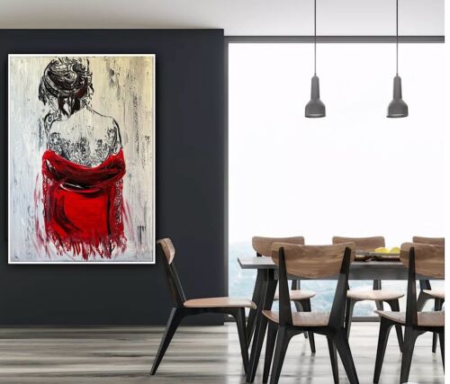 Richter StyLe Abstract Original Oil Painting On Canvas 70x50cm Morning Nude Red