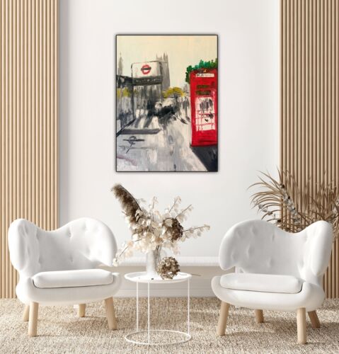 Large Abstract Original Landscape Oil Painting 61X47cm Canvas London Westminster