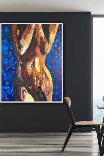 Large Abstract Original Oil Painting On 100x77cm canvas Sculpture Nude Unframed