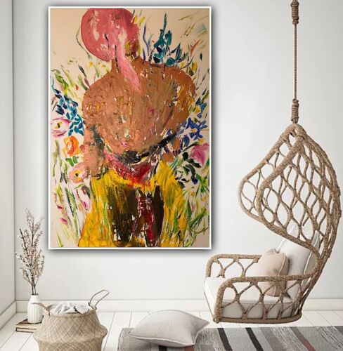 Renoir Style Original Abstract Oil Painting on canvas 90X60cm Woman in a meadow