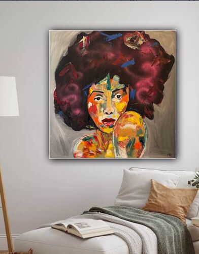 Oka Contemporary Abstract Original Oil Painting 80x80cm Canvas Woman Portrait