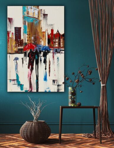 Richter Original Abstract Oil Painting 76x52x4cm Canvas Paris Rain Love