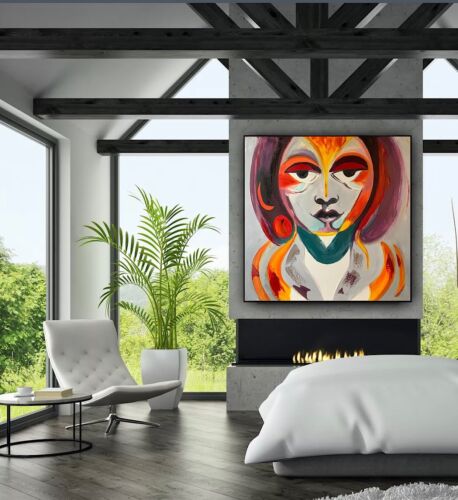 Abstract Original Oil Painting On Deep Canvas 60x60cm Morfeo portrait