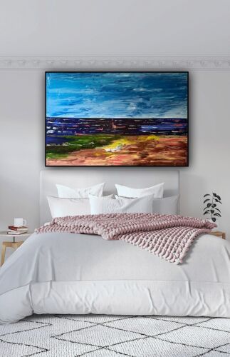 Richter Style Original Abstract Oil Painting On Canvas 150x100cm Seascape Ocean