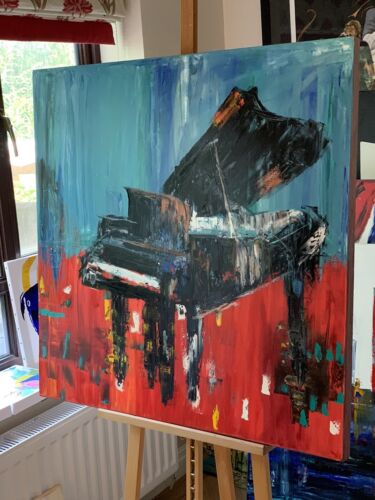 Richter Style Original abstract Oil Painting On Canvas 90X90cm Grand Piano Music