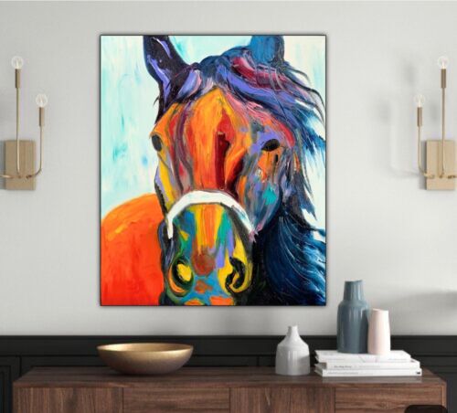 Richter StyLe Abstract Original Oil Painting On Canvas 50x60cm Dante Flame Horse
