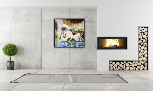 abstract origin Woman Lake Surrealism Oil Painting On Deep 3.8cm Canvas 50X 50cm