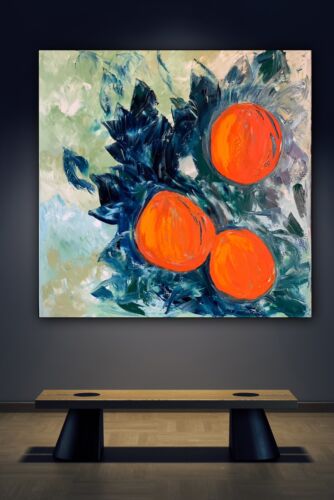 Richter Style Original Abstract Oil Painting On Canvas 80x80cm Orange Tree