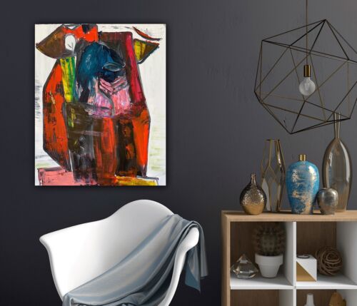 Original abstract Cubism style Oil Painting On Deep 2cm Canvas 50x60cm Owl Tate