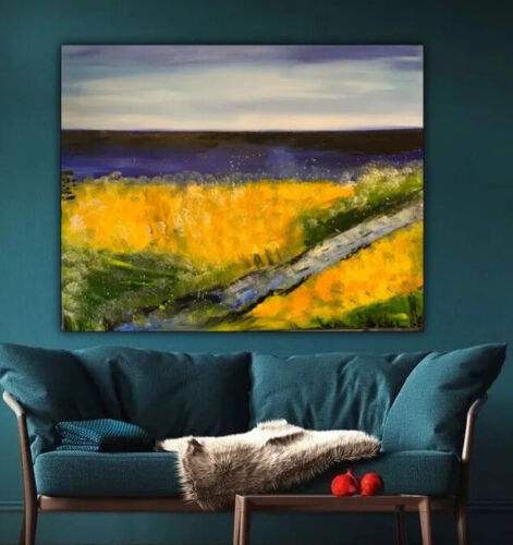 Richter Style Abstract Original Oil Painting On 2cm Canvas 60x76cm Lake District seaside