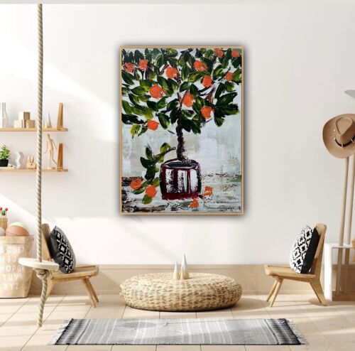 Renour Abstract Original Oil Painting On 80x60cm canvas Textured Orange Tree