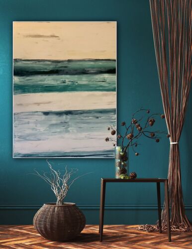 Richter Style Striped Sea Sky Original Oil Painting On Canvas 100x80cm LikE Oka