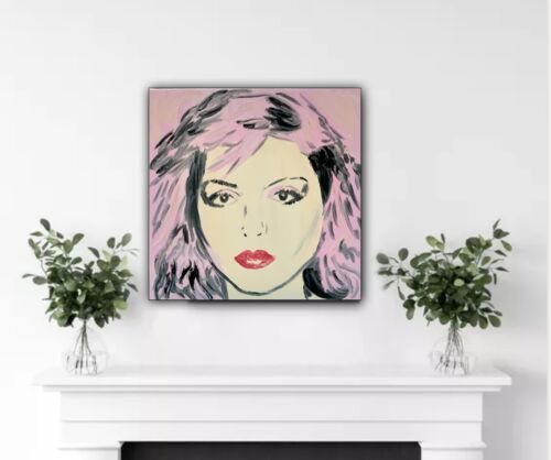 Original Abstract Oil Painting On Canvas 40x40Cm Pop Art Debbie Harry (pink) music