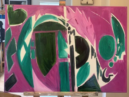 Lee Krasner Abstract Oil Painting On Canvas Size 84X 61cm ‘Palingenesis’ In Oka study