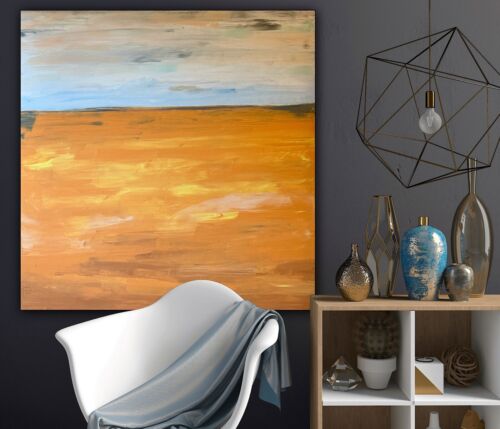 Richter StyLe Abstract Original Oil Painting On Canvas 90x90cm Gold Sands Sea
