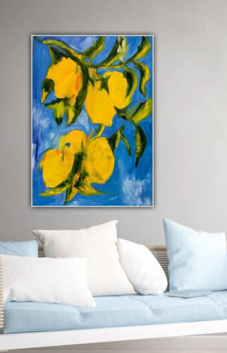 impressionist Abstract Original Oil Painting Canvas 84 X 60cm Lemon Tree In Oka