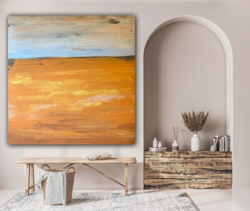 Richter StyLe Abstract Original Oil Painting On Canvas 90x90cm Gold Sands Sea