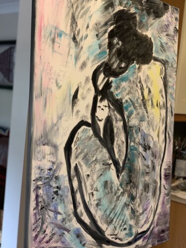 Large Abstract Style Original Oil Painting 100X76cm Blue Nude available now study