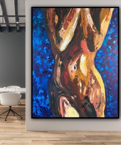 Large Abstract Original Oil Painting On 100x77cm canvas Sculpture Nude Unframed