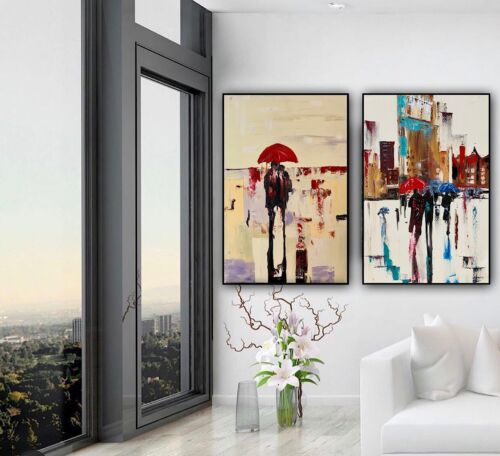 Richter Original Abstract Oil Painting 76x52x4cm Canvas Paris Rain Love