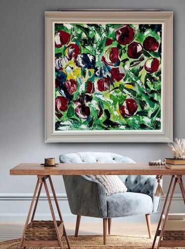 Framed Original Anstract Oil Painting On Canvas 71x71cm Apple Tree 2 Texture Oka