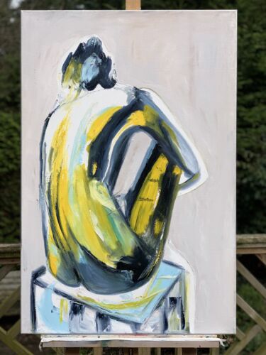 Richter stl Abstract Original Oil Painting On Canvas 90x60cm Yellow Nude oka