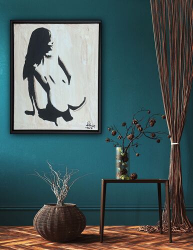 Framed Original Contemporary Abstract Oil Painting On Canvas 48x38cm Nude Oka
