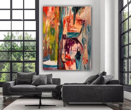 Richter Style Original Abstract Oil Painting On Canvas 100x80cm Morning Nude