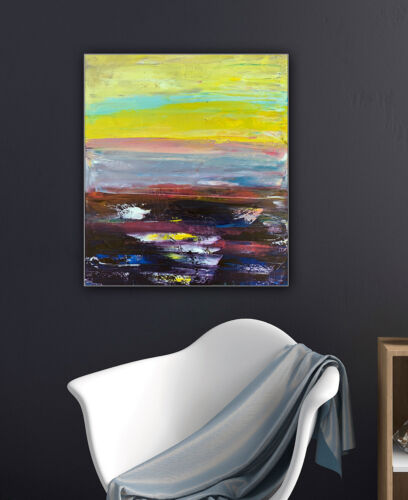 Richter Abstract original oil Painting on Canvas 60X 50cm Sunset seaside escape