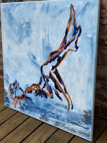 Richter StyLe Abstract Original Oil Painting On Canvas 77x77cm Nude on a beach