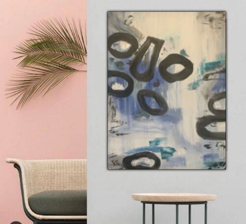 Large Original Bo Concept Style Oil Painting On Canvas Size 60X80 Cm Blue Shadow
