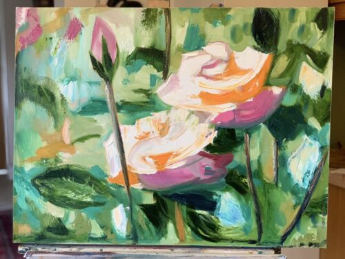 Igor Saharov’s study of Roses Original abstract Oil Painting On Canvas 60x46cm