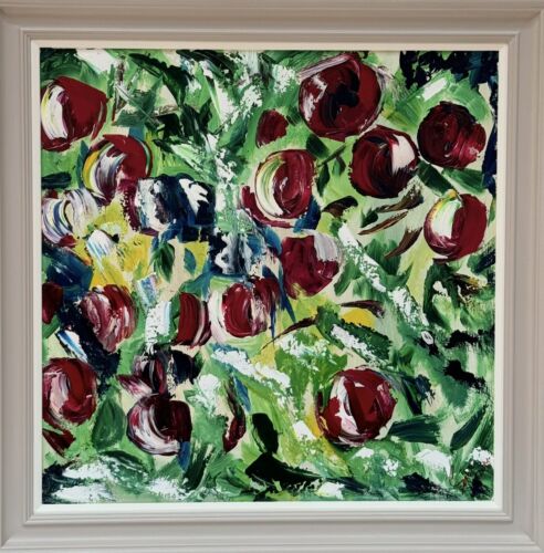 Framed Original Anstract Oil Painting On Canvas 71x71cm Apple Tree 2 Texture Oka