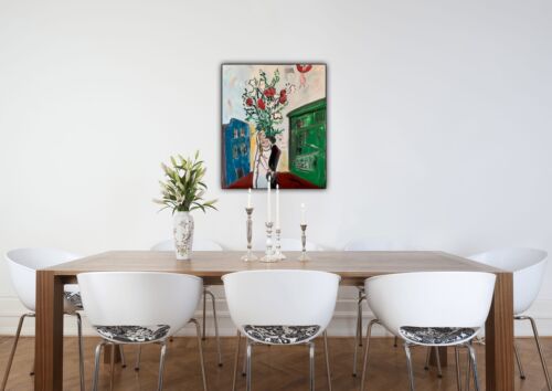 Marc Chagall Rare Abstract Oil Painting On Large Canvas 50x60cm Wedding In Tate