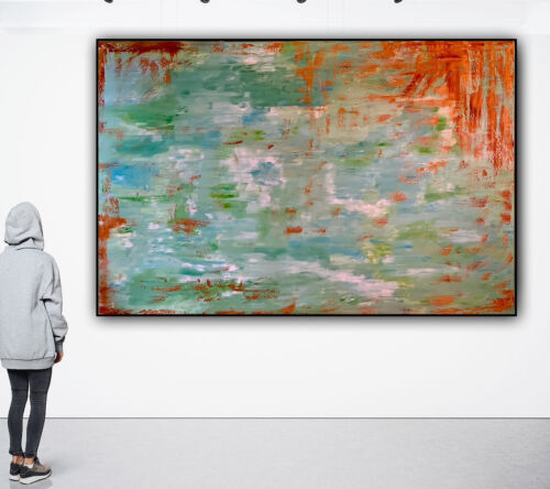 Richter Style Original Abstract Oil Painting On deep Canvas 150x100cm ‘Roheline’