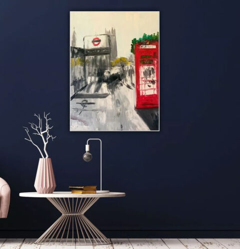 Large Abstract Original Landscape Oil Painting 61X47cm Canvas London Westminster