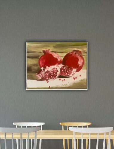 Rare Still Life Oil Painting On Canvas Size 50x 40cm ‘Pomegranates In Harrods