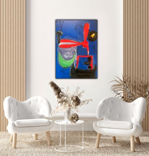 Joan Miro Oil Painting On Canvas 70x50cm Abstract Dedicated To Alberto Et Annete