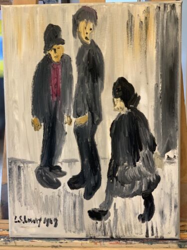L.S. Lowry Abstract Oil Painting On Canvas 30X40cm Three Figures Ready To Hang