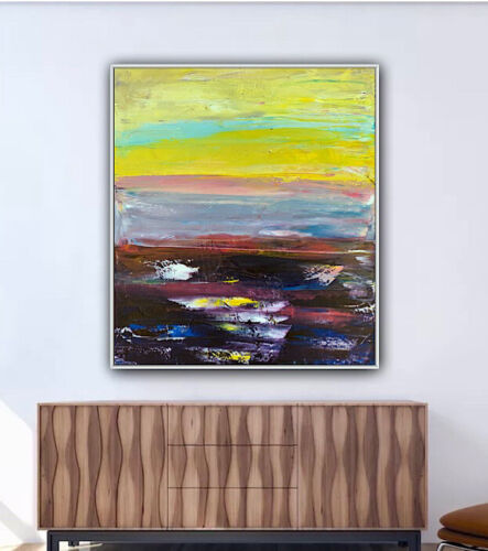 Richter Abstract original oil Painting on Canvas 60X 50cm Sunset seaside escape